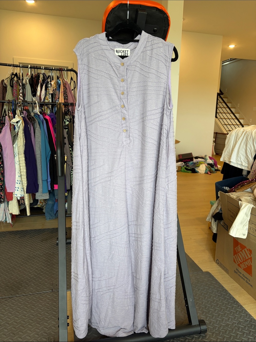 BUCKETLIST Light Lavender Sleeveless Henley Maxi Jumpsuit